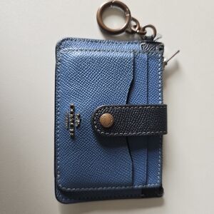 Coach Blue and Black Leather Card Wallet